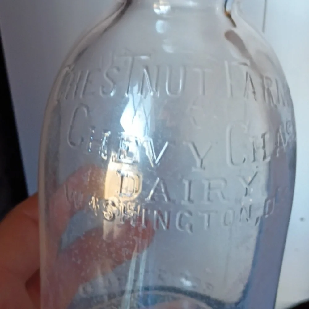 Clear Glass Bottle Vase - Vintage Style Milk Bottle.